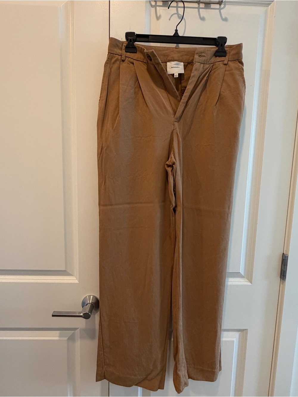 Reformation Straight-Leg Tan Dress Pants